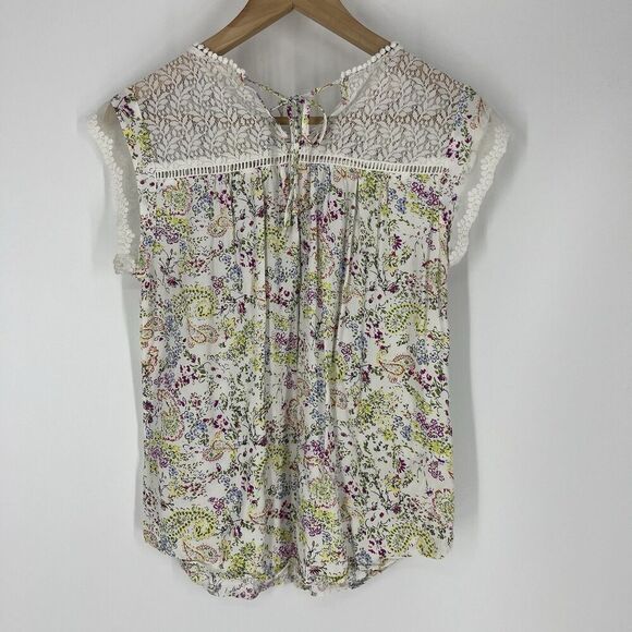 Anthropologie Meadow Rue Top Size Small Nellore White Floral Blouse Romantic - Picture 5 of 8